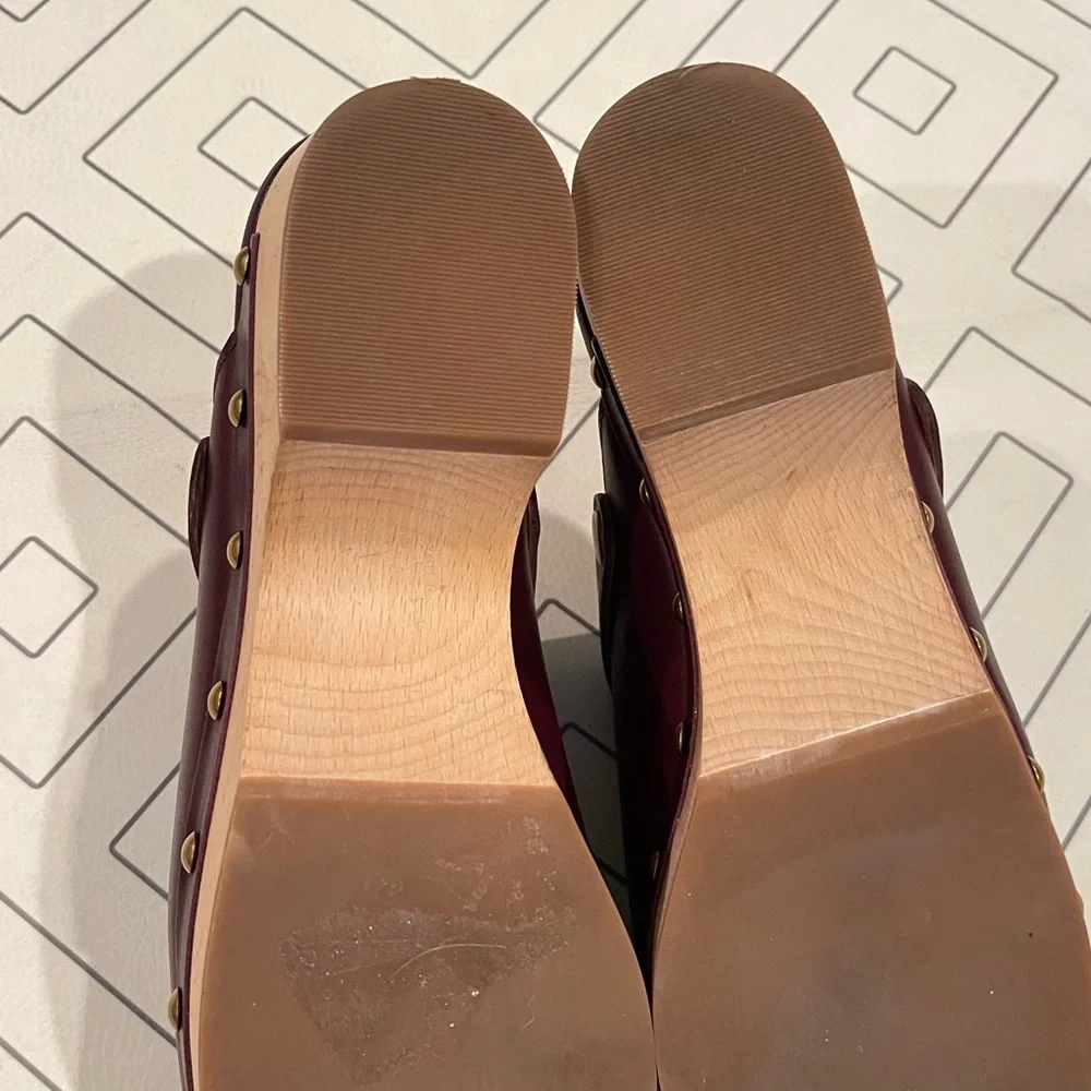 J. Crew Burgundy Leather Studded Mules - Picture 9 of 13